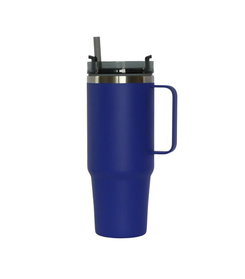 30 Oz Stainless Steel Tumbler with Handle & Straw -  Royal Blue